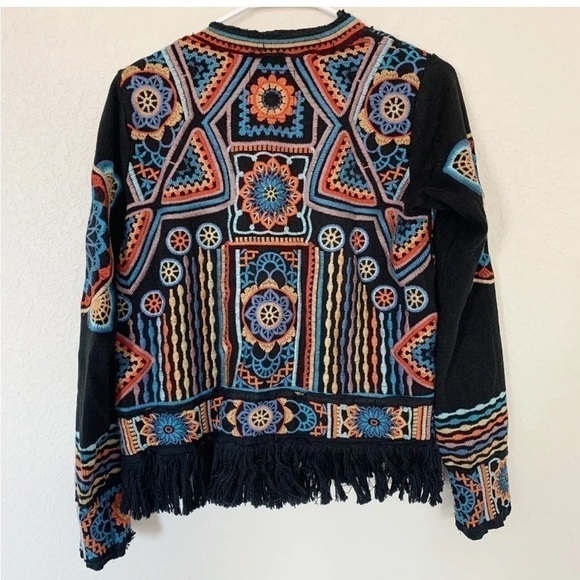 Johnny Was Tasmin fringe embroidered jacket NWT (Oversized) - Picture 3 of 10